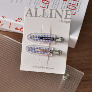 2 # Blue fine grid seamless clip-2pcs