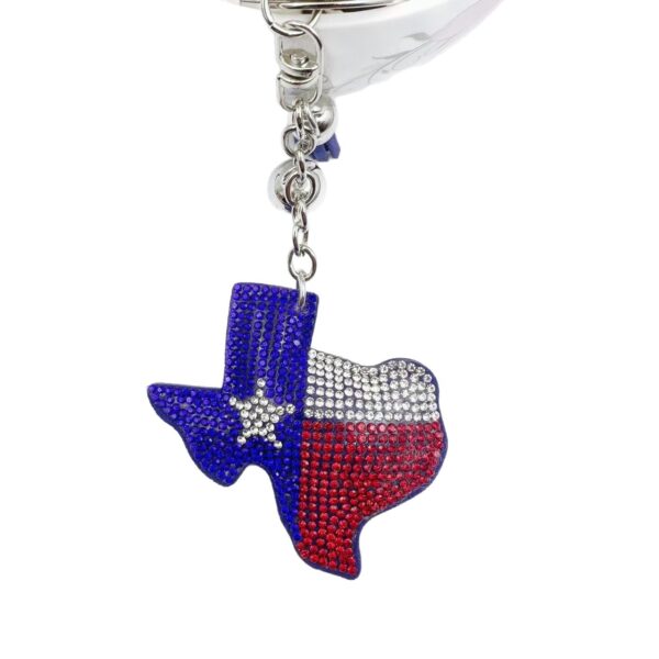 Wholesale Rhinestone Texas Flag Keychain Charm Boutique Car Key Accessory
