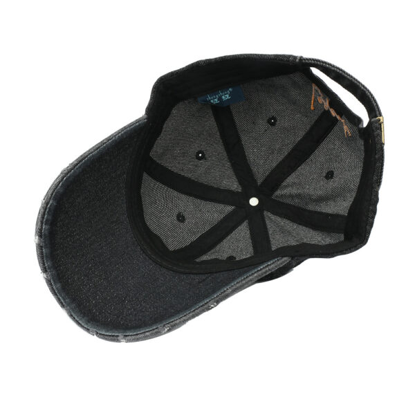 oly-43bb142c4369787cad1f61f93746713f Wholesale Distressed Denim Baseball Cap - Black Adjustable Ripped Hat for Casual Fashion