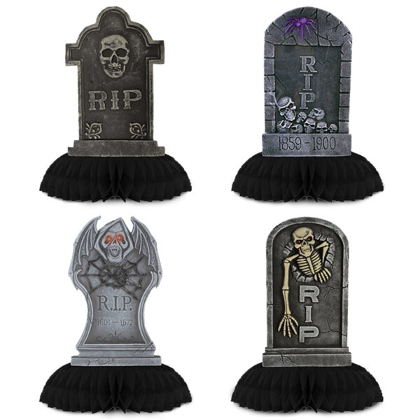 Wholesale Halloween Tombstone Honeycomb Ornaments 4 Pack Paper Party Decor
