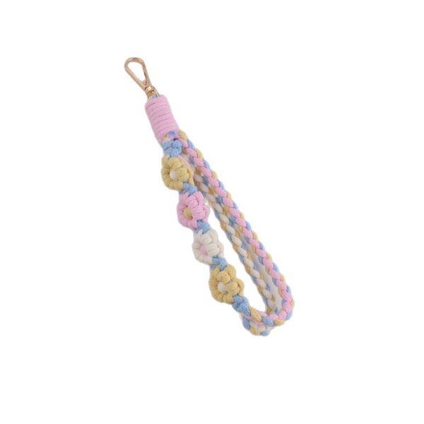 oly-43d02a2a76508834c623f14be481fa97 Wholesale Dopamine Color Flower Braided Phone Strap Keychain Bag Charm, Chic Fashion Accessory for Party Gift or Boutique Resale