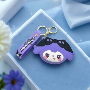 Coin purse-black culomi (leather cord)-purple