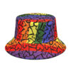 Wholesale Reversible Bucket Hat with Triangle Print, Unisex Casual Sun Hat for Spring Summer Outdoor Use