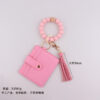 Wholesale Wallet Style Silicone Keychain Bracelet Black Solid Color Holiday Gift Fashion Accessory
