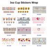 Wholesale 8pcs Mixed Floral Quote Cartoon Dessert Animal Print 3oz Cup Stickers Wrap OLY Exclusive