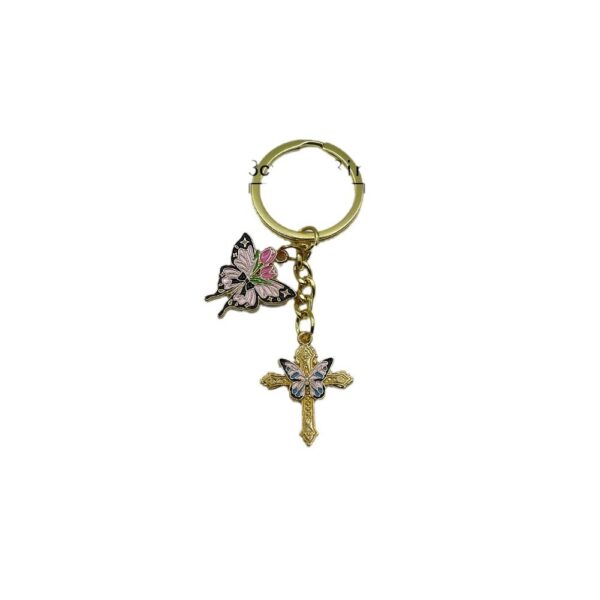 oly-4430782d8af5ff7b8fe20b59ce69d116 Wholesale European Style Cross Butterfly Keychain Pendant Decorative Bag Charm Car Key Accessory Gift