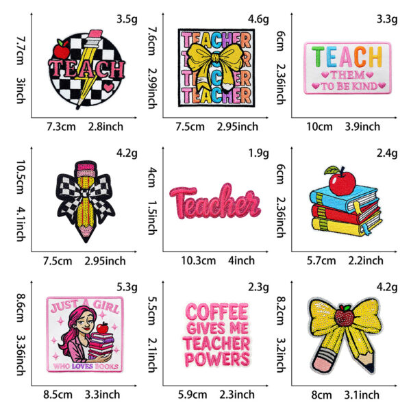 oly-44473aecd572e10b431dd01bdf33dc76 Wholesale Teacher's Day Iron-On Embroidery Patches Pencil Bow Polyester Jacket Decor Fashion Accessory