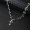 Wholesale Hip Hop Layering Cross Pendant Necklace Set Unisex Zinc Alloy Ancient Silver Boutique Resale Accessory