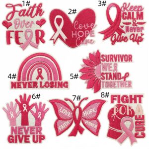 Pink ribbon patch set (8 pieces)