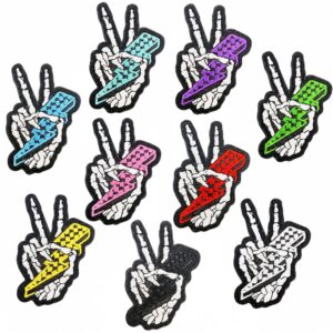 oly-44b46df60aa9f8ec68671d70a96d56ea Wholesale Trendy Punk Skeleton Hand Embroidered Patches Set of 9 for Bag Decoration or Resale