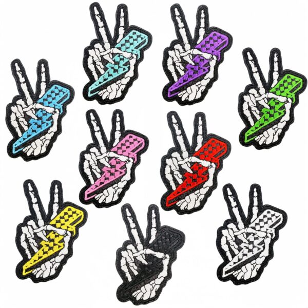 Wholesale Trendy Punk Skeleton Hand Embroidered Patches Set of 9 for Bag Decoration or Resale