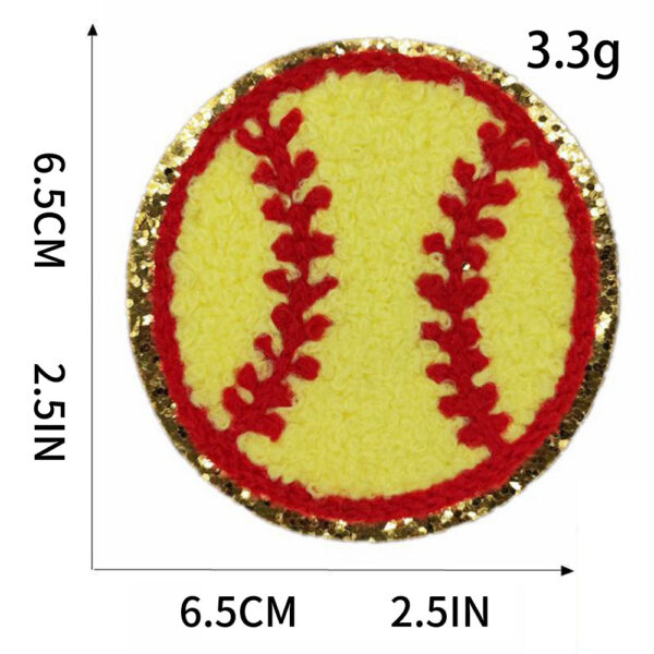oly-44c1fa11247451416f43f048805a811e Wholesale Fashion Yellow Round Softball Chenille Embroidered Patch DIY Fabric Applique, Boutique Craft Supply