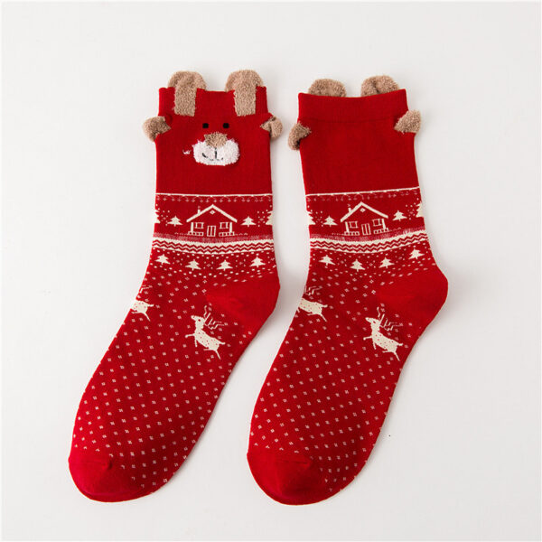 oly-44c51ade346cc4ffb705351aa08b8c37 Wholesale Polyester Cotton Cartoon Christmas Socks Cute Santa Snowflake Reindeer for Women Youth