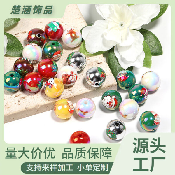 oly-44d729e3c8450df76bb2e845b37077b5 Wholesale Cartoon Santa Reindeer Acrylic Beads for DIY Christmas Phone Chain Jewelry Making Craft Supply