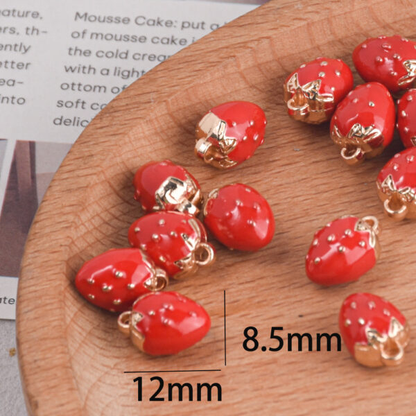 oly-44f2e71043af1cf07934a36c74ecd556 Wholesale Hand Painted Strawberry Pendant Zinc Alloy Jewelry Accessory for DIY Necklace Earring Phone Chain Boutique Resale