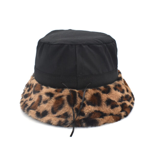 Wholesale Fleece Lined Leopard Print Fisherman Hat Winter Warm Wide Brim Outdoor Travel Fashion Gift