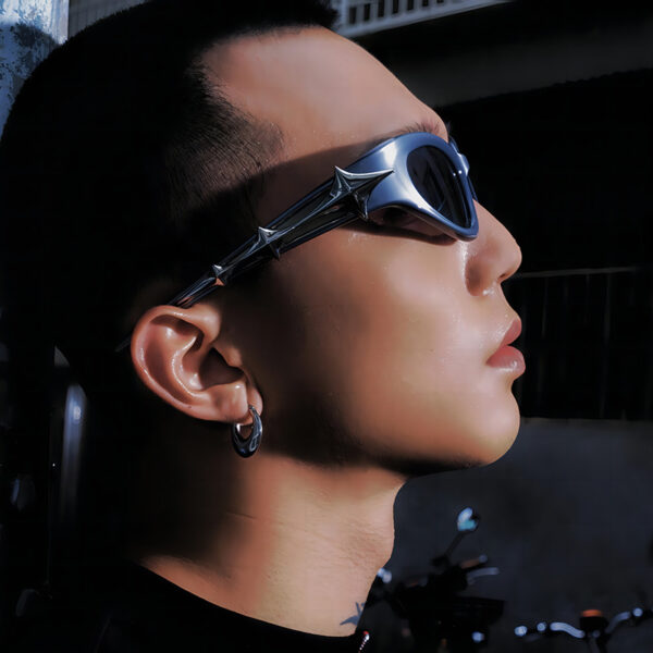 oly-45246142cabd112ac470016279da6a33 Wholesale Futuristic Four Pointed Star Sunglasses UV400 Sunscreen Outdoor Gift