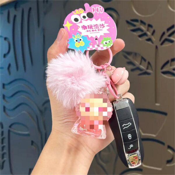 Wholesale Creative Acrylic Oil-Filled Flashing Keychain Bag Pendant Stall Vending Machine Small Goods Gift