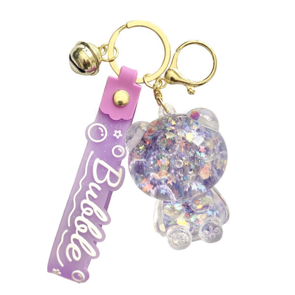 Wholesale Glow in the Dark Oil Filled Acrylic Bear Bag Charm Keychain Fashion Accessory Boutique Resale