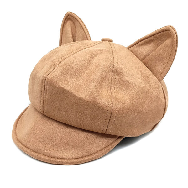Wholesale Suede Cat Ear Beret Hat Vintage Octagonal Shape Casual Everyday Wear Boutique Fashion Accessory