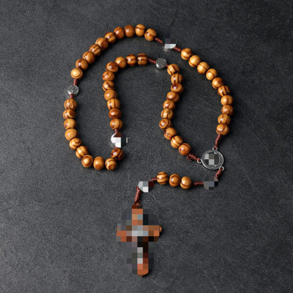oly-45840cc298b46b7c750e7aac04ebb9f6 Wholesale Handmade Wood Cross Rosary Necklace Black Ball Chain Fashion Jewelry Accessory for Everyday Wear