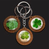 Wholesale Wood Four Leaf Clover Keychain Vintage Carved Pendant Unisex Gift