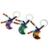 oly-45be7e39c205b4b82dc735532459e955 Wholesale Handwoven Natural Crystal Moon Keychain Pendant - Decorative Bag Charm for Purse or Car Key Accessory