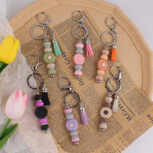 Wholesale Silicone Keychain - Stylish Bag Charm with Tassel, Pink, Party Favor Gift