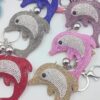 Wholesale Two Tone Rhinestone Dolphin Velvet Keychain Gift Accessory