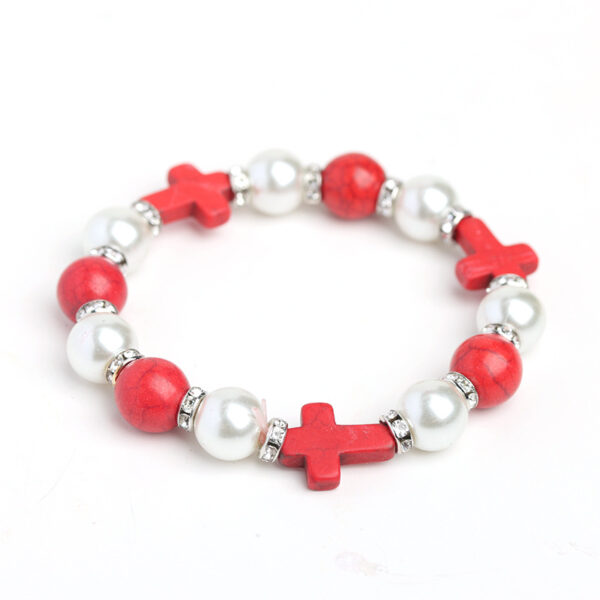 oly-45de11ce37a2531fa93390f13b0bd4f2 Wholesale Cross Bracelet Turquoise Glitter Pearl Unisex Everyday Wear Fashion Accessory