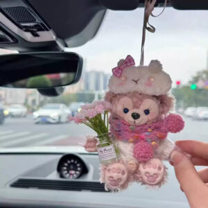 White button pink flower [shirley rose] / Approximately 10cm, comes with a rope stopper