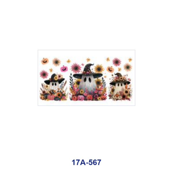 oly-463a610db128a4707002764451e66480 Wholesale 5pcs Fall Halloween Cute Witch Ghost Sunflower Pumpkin Wildflower Mixed Decor Prints 16oz Cup UV DTF Wraps