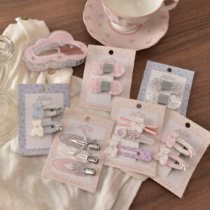 Wholesale Trendy Polka Dot Teddy Bear Duckbill Hair Clips Acrylic 3 Piece Set for Everyday Styling Boutique Resale