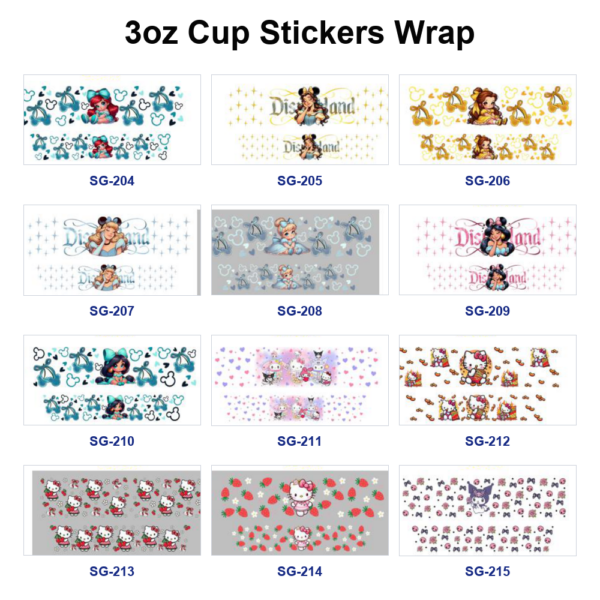 Wholesale 8pcs Kawaii Little Girl 3oz Cup Stickers Wrap OLY Exclusive