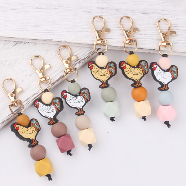 oly-464e6ff7ae74a82c9f6f29ec435849e2 Wholesale Silicone Cartoon Rooster Keychain DIY Handmade Bag Charm Gift for Festival