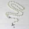 oly-467cdf94530aa8df13b2257d4f5a8e79 Wholesale Handmade Pearl Rosary Necklace with Cross Pendant White Fashion Accessory Boutique Resale