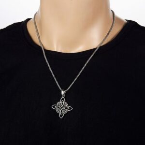 oly-469d42a3359b99a1330f13723075b11e Wholesale Stainless Steel Antique Silver Men's Pendant Necklace Viking Celtic Knot Design