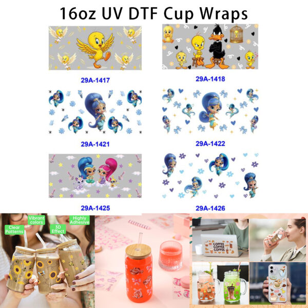 oly-46aced861254d19593e69fa0a3529726 Wholesale 16oz Sister Duo Organization Cartoon Series Cup DTF Wraps
