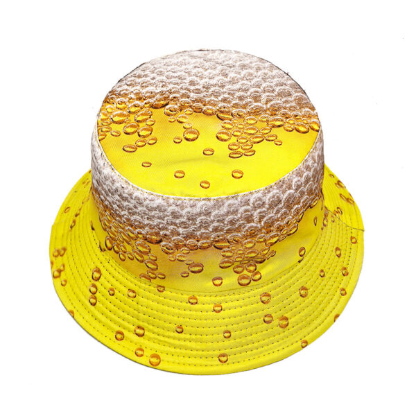 Wholesale Yellow Beer Print Bucket Hat Unisex Sun Protection Casual Outdoor Gift