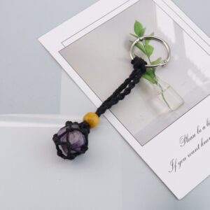 Black rope + amethyst keychain
