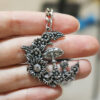 Wholesale Witchy Nature Mushroom Moon Keychain Pendant Vintage Silver Metal Boutique Bag Charm