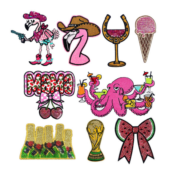 oly-470149777de29c86d283b46dc76133d6 Wholesale Polyester Flamingo Ice Cream Octopus Bow Embroidery Patch Fashion Accessory Party Gift