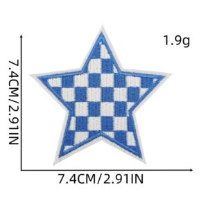 Plaid five-pointed star cloth sticker 2#
