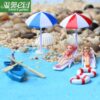 Wholesale PVC Miniature Sea View DIY Ornament Kit with Boat and Beach Chair, Decorative Home Accent