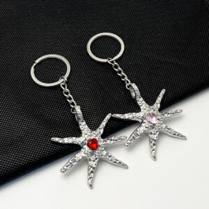 oly-473f2d1ff2a341b032cb36a05afc5088 Wholesale Trendy Irregular Starfish Heart Pendant Keychain Zinc Alloy Car Key Accessory