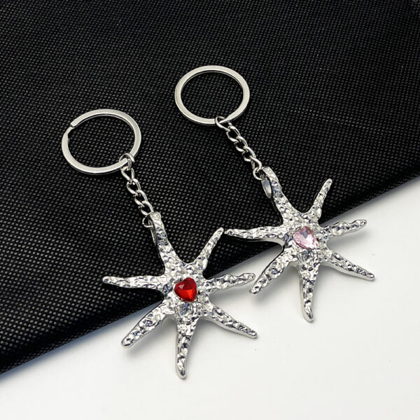oly-473f2d1ff2a341b032cb36a05afc5088 Wholesale Trendy Irregular Starfish Heart Pendant Keychain Zinc Alloy Car Key Accessory