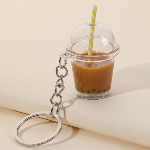 Wholesale Korean Style Pearl Milk Tea Cup Keychain Fashion Bag Charm Decorative Accessory