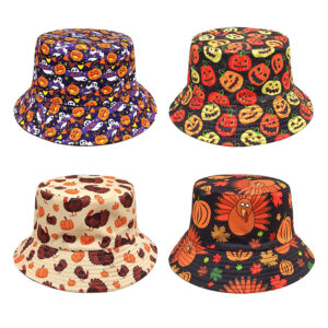 Wholesale Trendy Halloween Pumpkin Print Fisherman Hat Sun Protection Outdoor Hat