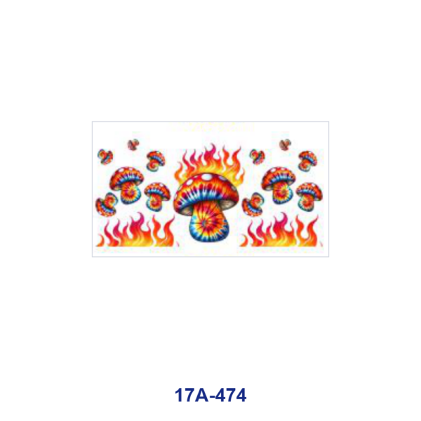 Wholesale 5pcs Hippie Tie Dye Mushroom Flower Crystal Heart Pixel Flame Leaf Mixed Decor Prints 16oz Cup UV DTF Wraps