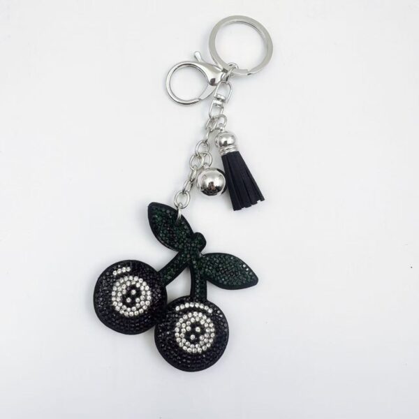 Wholesale Rhinestone Cherry Keychain Zinc Alloy Leather Pendant Fashion Accessory